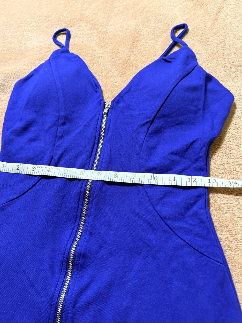 Girls Royal Blue Zip-Front One-Piece Dress